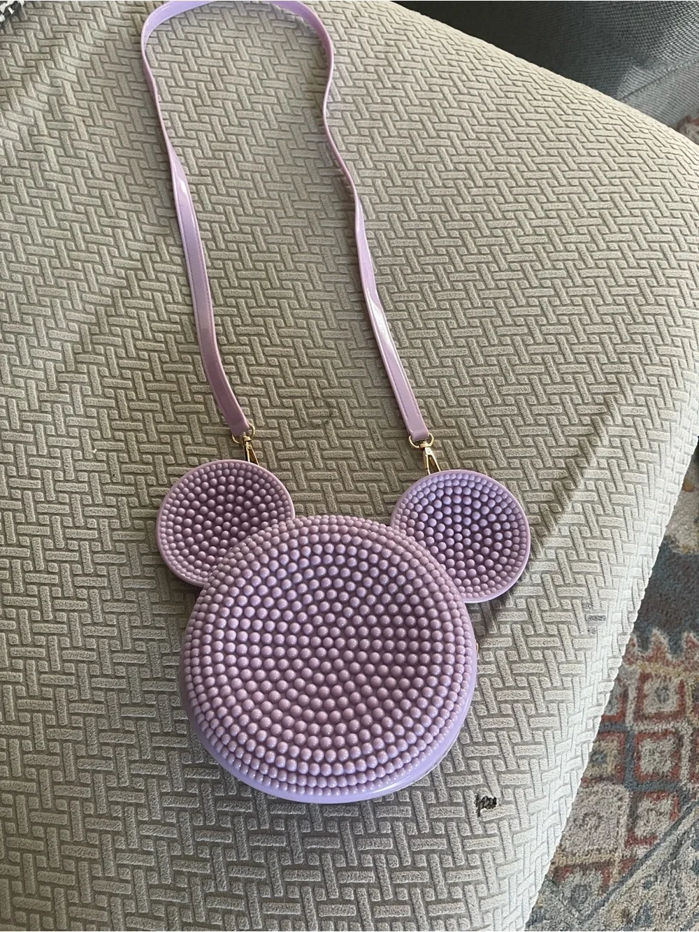 Kids Lilac Beaded Mouse Crossbody Bag